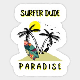 TROPICAL Parasdise Surfer Dude Sticker